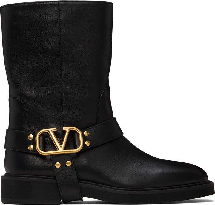 Valentino Garavani Black VLogo Signature Calfskin Boots