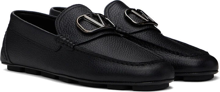Valentino Garavani Black VLogo Signature Driving Loafers - Image 4