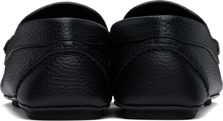 Valentino Garavani Black VLogo Signature Grainy Calfskin Driving Loafers - Image 2