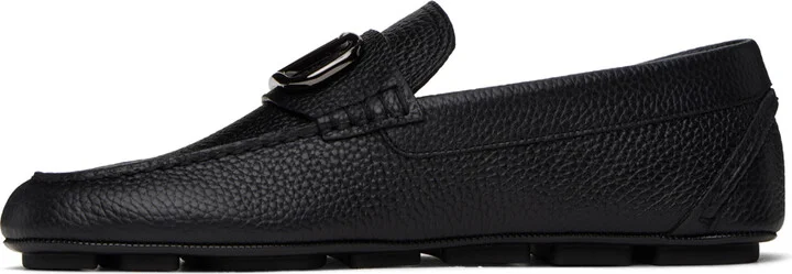 Valentino Garavani Black VLogo Signature Grainy Calfskin Loafers - Image 3
