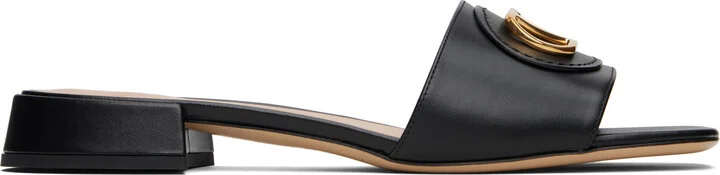 Valentino Garavani Black VLogo Signature Slide Sandals