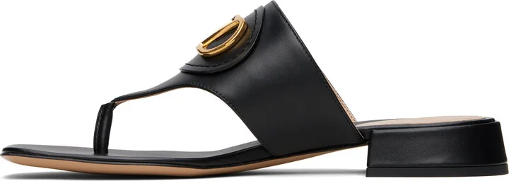 Valentino Garavani Black VLogo Signature Thong Sandals - Image 3