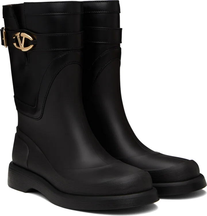 Valentino Garavani Black VLogo The Bold Edition Rain Boots - Image 4