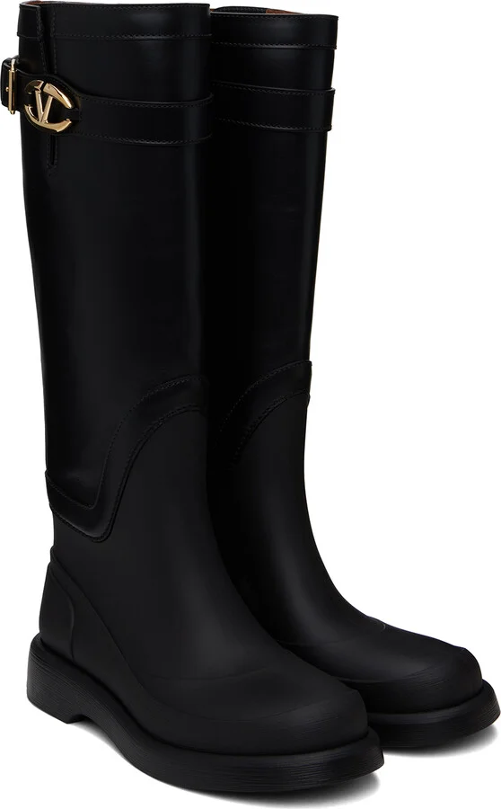 Valentino Garavani Black VLogo The Bold Edition Rain Boots - Image 4