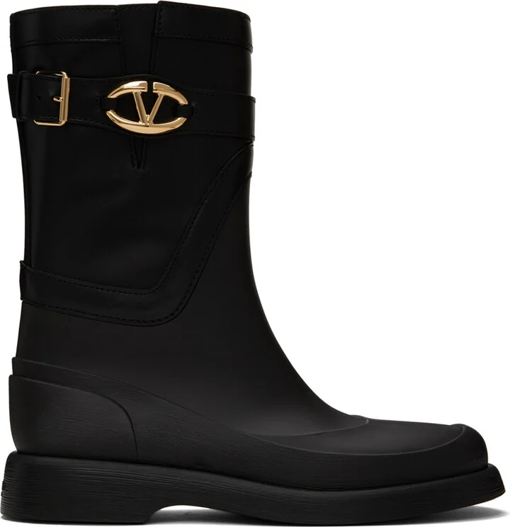 Valentino Garavani Black VLogo The Bold Edition Rain Boots