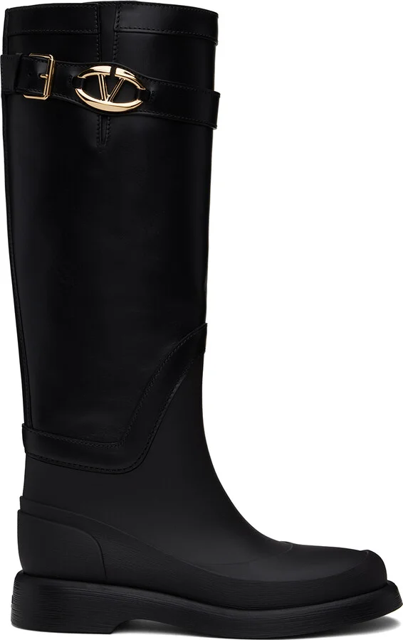 Valentino Garavani Black VLogo The Bold Edition Rain Boots