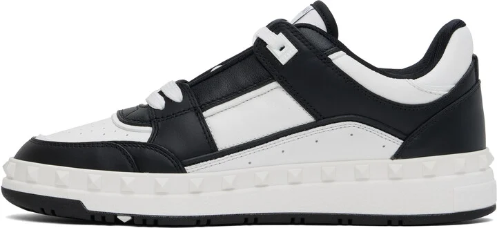 Valentino Garavani Black & White Freedots Low-Top Sneakers - Image 3