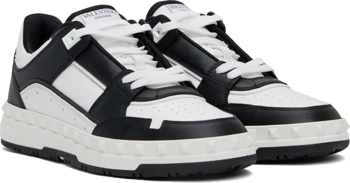 Valentino Garavani Black & White Freedots Low-Top Sneakers - Image 4