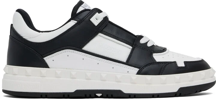 Valentino Garavani Black & White Freedots Low-Top Sneakers