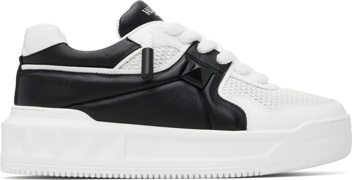 Valentino Garavani Black & White One Stud XL Nappa Leather Sneakers
