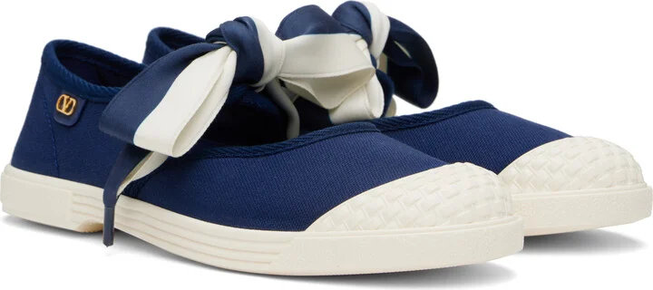 Valentino Garavani Blue & Off-White Bay By Bay Ballerina Sneakers - Image 4