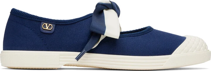 Valentino Garavani Blue & Off-White Bay By Bay Ballerina Sneakers