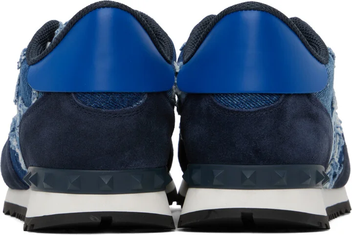 Valentino Garavani Blue Rockrunner Camouflage Denim Sneakers - Image 2