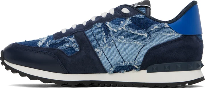 Valentino Garavani Blue Rockrunner Camouflage Denim Sneakers - Image 3