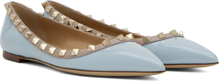 Valentino Garavani Blue Rockstud Ballerina Flats - Image 4