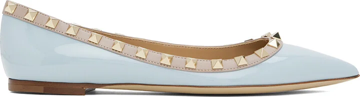 Valentino Garavani Blue Rockstud Ballerina Flats