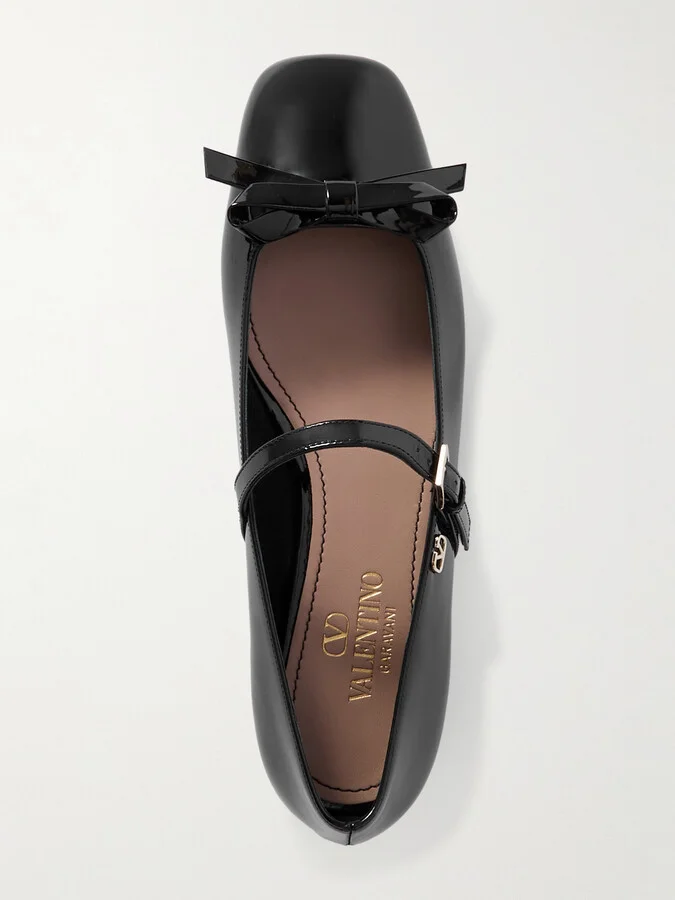 Valentino Garavani - Bow-embellished Patent-leather Mary Jane Ballet Flats - Black - Image 5