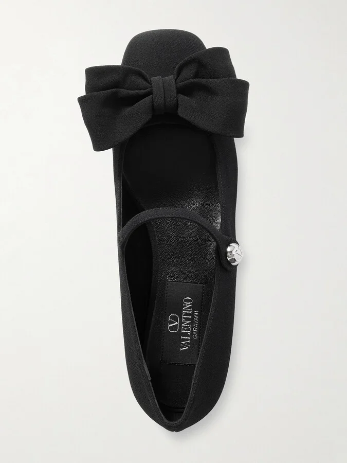 Valentino Garavani - Bowjane 20 Silk-crepe Mary Jane Pumps - Black - Image 5