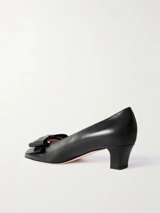 Valentino Garavani - Bowow 45 Bow-embellished Leather Pumps - Black - Image 3