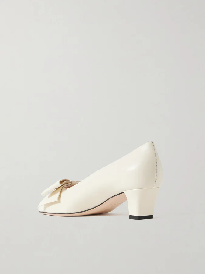 Valentino Garavani - Bowow 45 Bow-embellished Leather Pumps - Ivory - Image 3