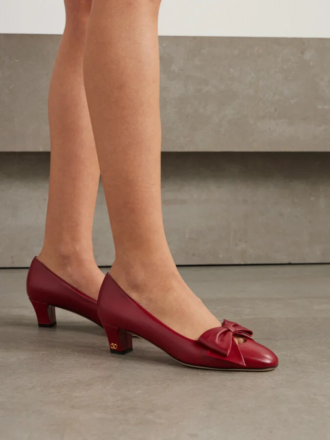 Valentino Garavani - Bowow 45 Bow-embellished Leather Pumps - Red - Image 2