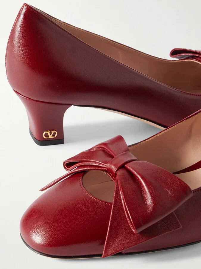 Valentino Garavani - Bowow 45 Bow-embellished Leather Pumps - Red - Image 4