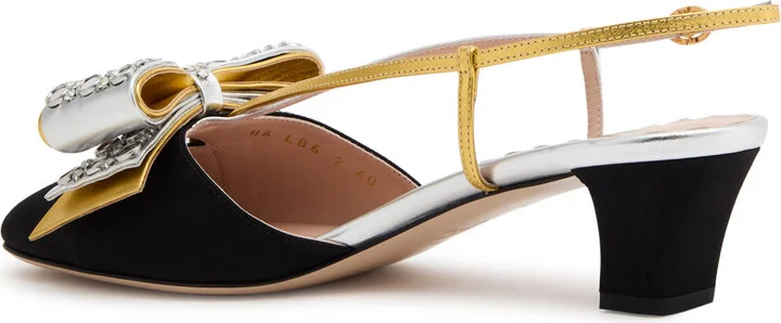 Valentino Garavani Bowow 45 Embellished Moiré Pumps - Image 2