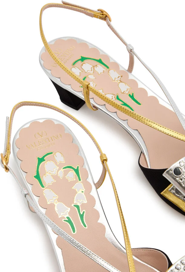 Valentino Garavani Bowow 45 Embellished Moiré Pumps - Image 4