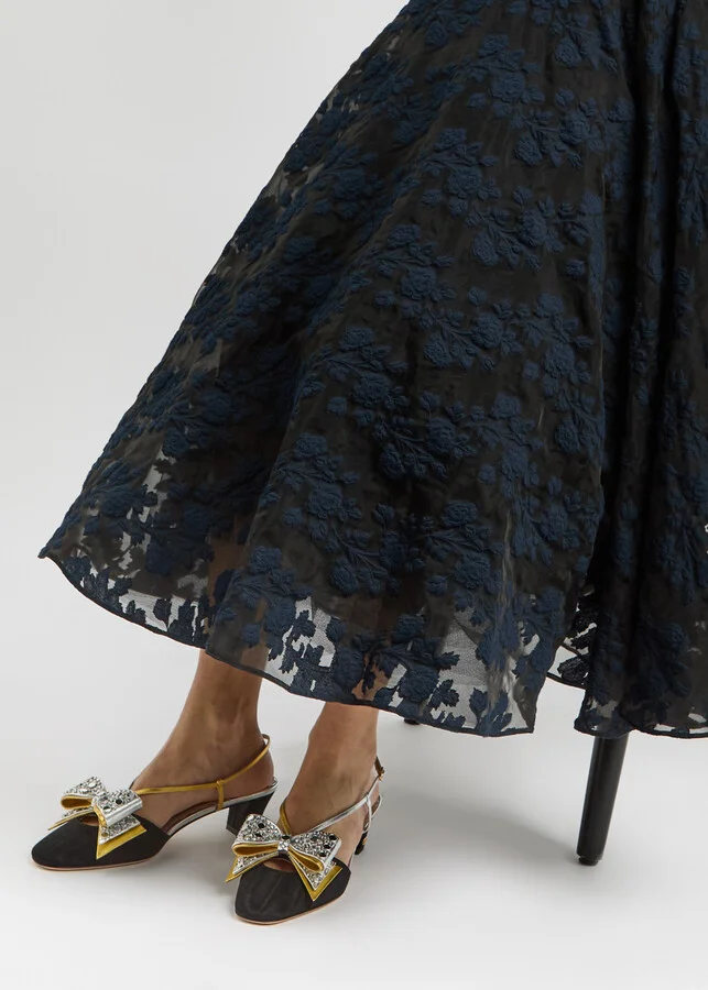 Valentino Garavani Bowow 45 Embellished Moiré Pumps - Image 5