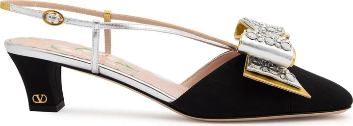 Valentino Garavani Bowow 45 Embellished Moiré Pumps