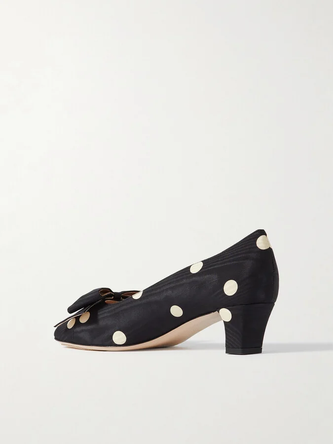 Valentino Garavani - Bowow 45 Polka-dot Moire Pumps - Black - Image 3