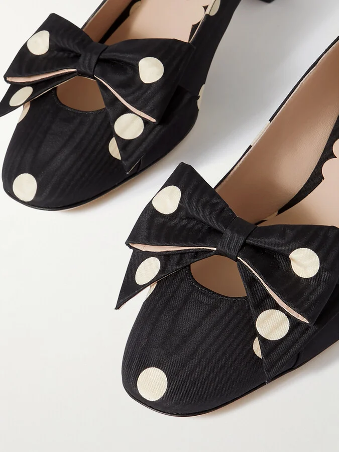 Valentino Garavani - Bowow 45 Polka-dot Moire Pumps - Black - Image 4
