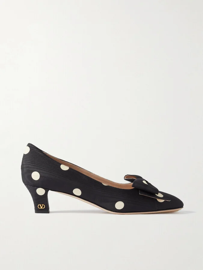 Valentino Garavani - Bowow 45 Polka-dot Moire Pumps - Black
