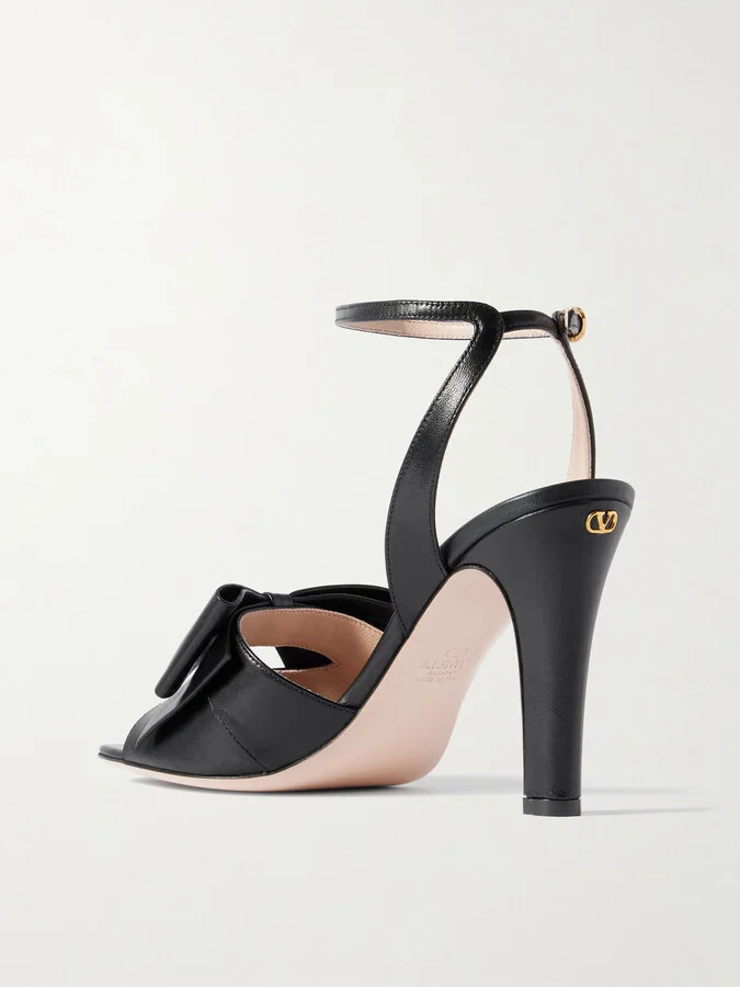 Valentino Garavani - Bowow 95 Bow-detailed Leather Sandals - Black - Image 3