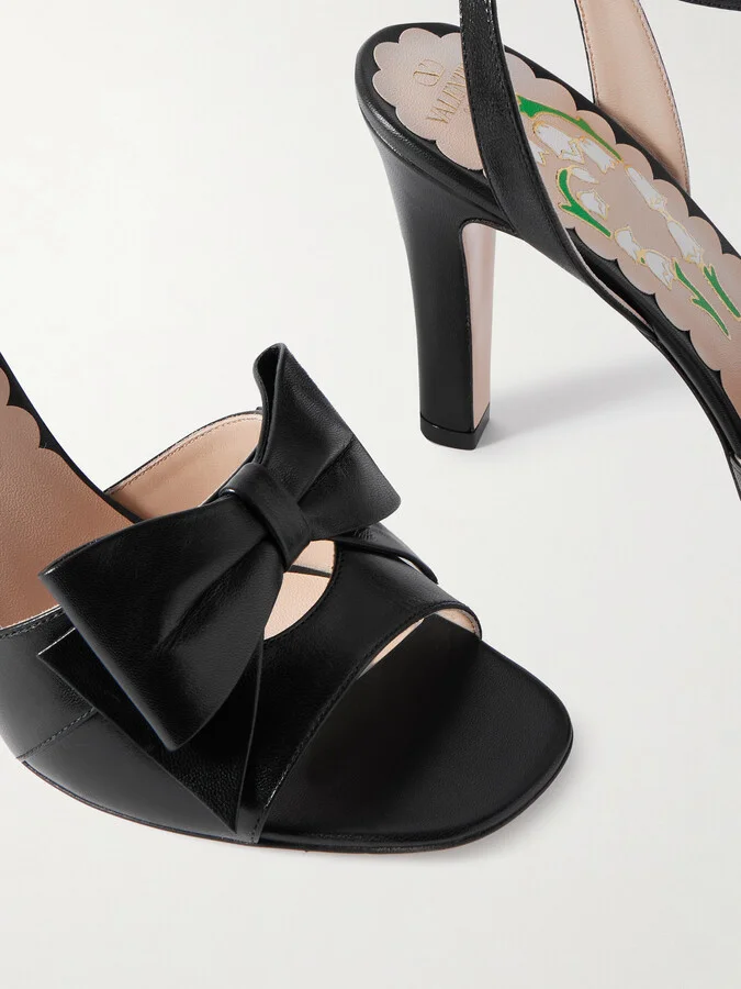 Valentino Garavani - Bowow 95 Bow-detailed Leather Sandals - Black - Image 4