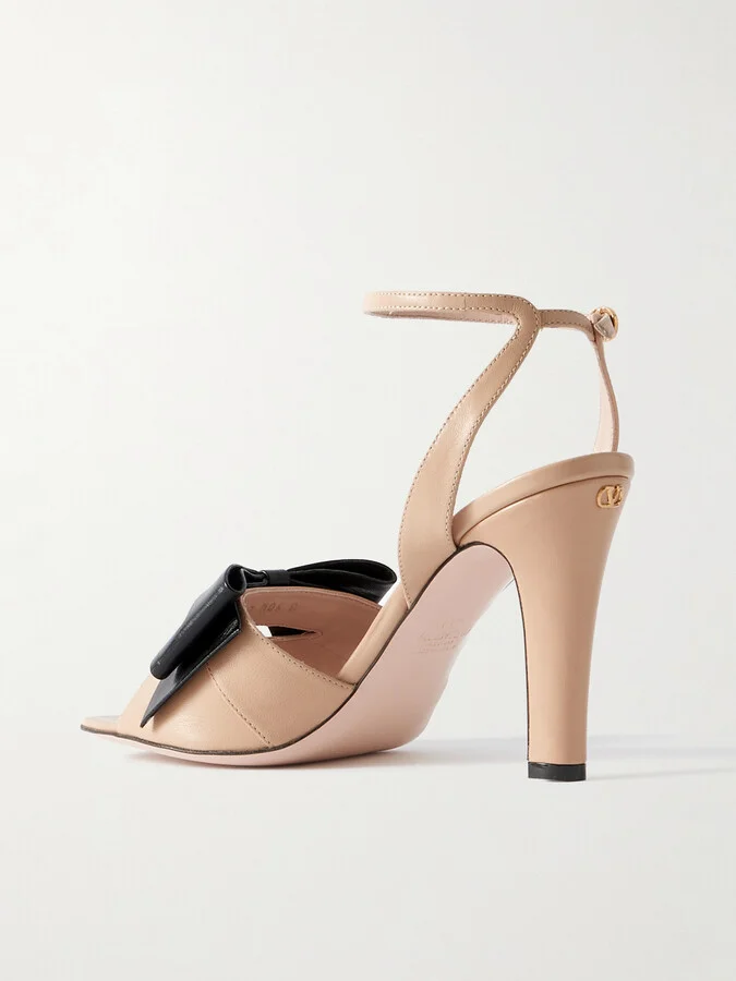Valentino Garavani - Bowow 95 Bow-detailed Leather Sandals - Neutrals - Image 3