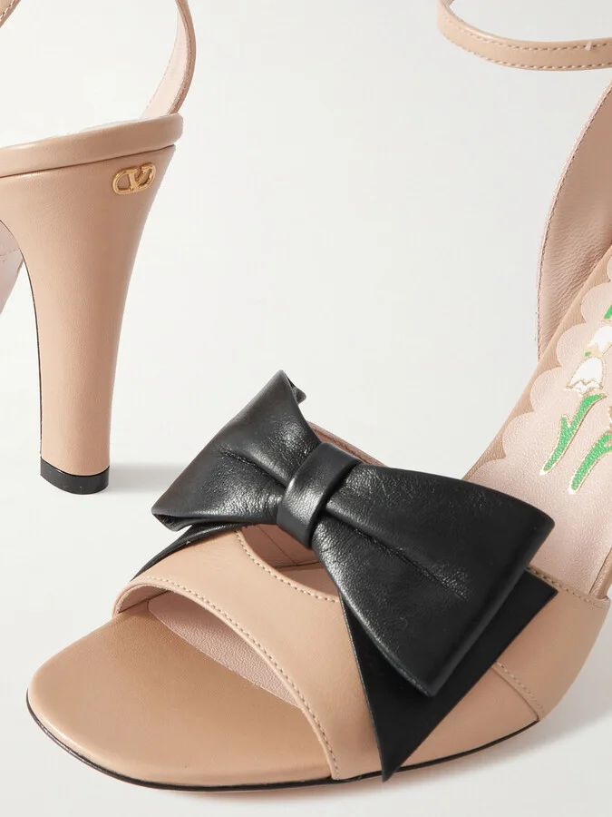 Valentino Garavani - Bowow 95 Bow-detailed Leather Sandals - Neutrals - Image 4