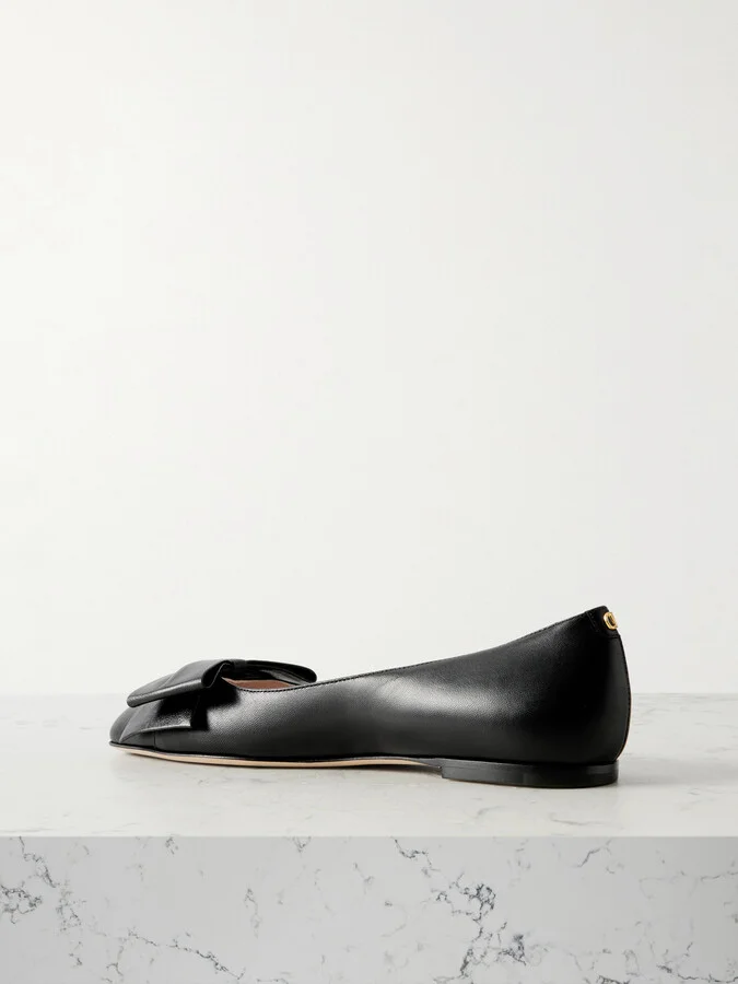 Valentino Garavani - Bowow Leather Ballet Flats - Black - Image 3