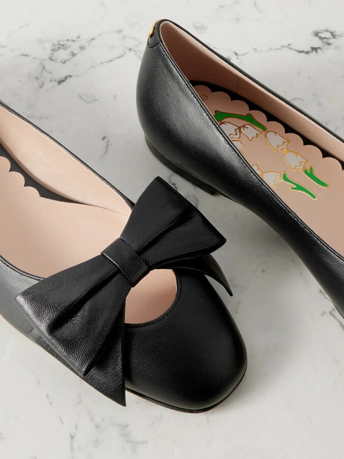 Valentino Garavani - Bowow Leather Ballet Flats - Black - Image 4