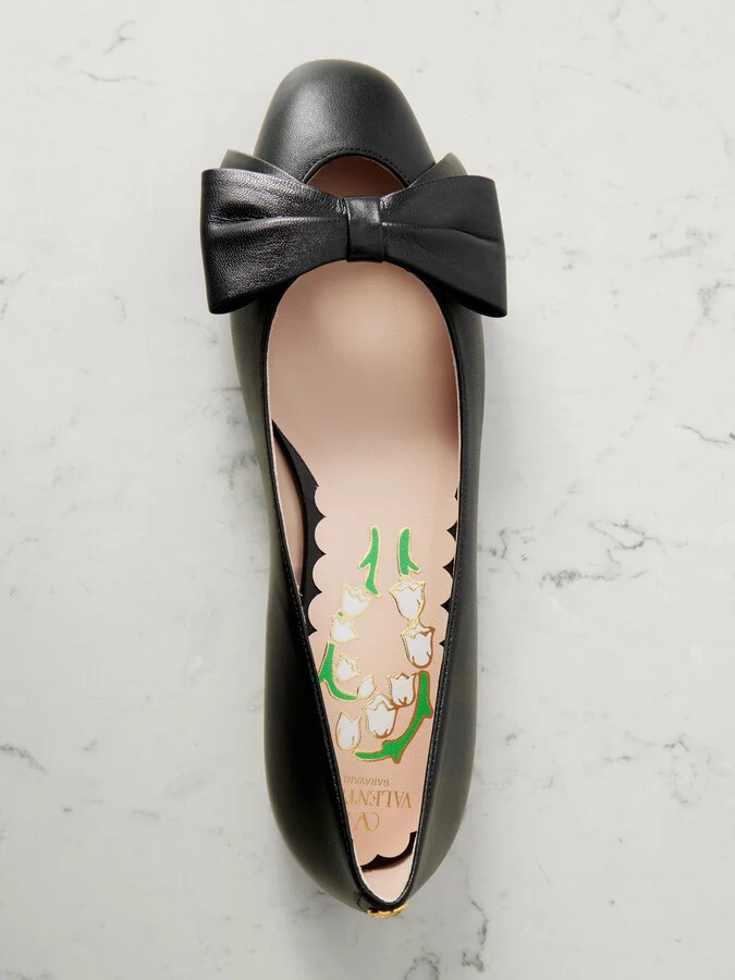 Valentino Garavani - Bowow Leather Ballet Flats - Black - Image 5