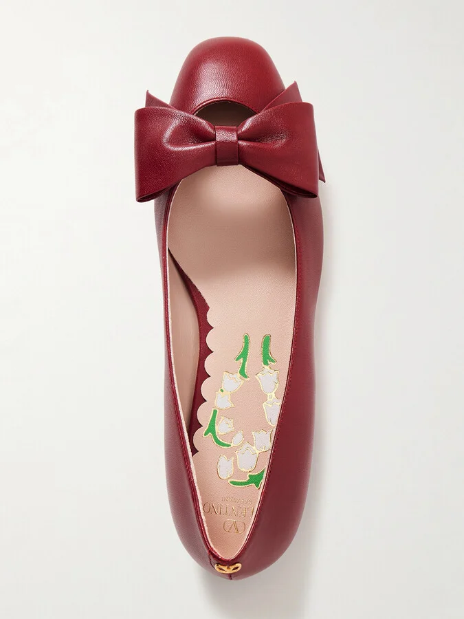 Valentino Garavani - Bowow Leather Ballet Flats - Red - Image 5