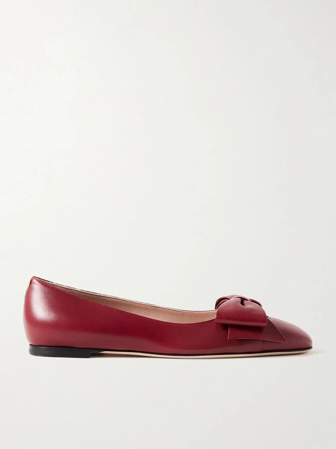Valentino Garavani - Bowow Leather Ballet Flats - Red