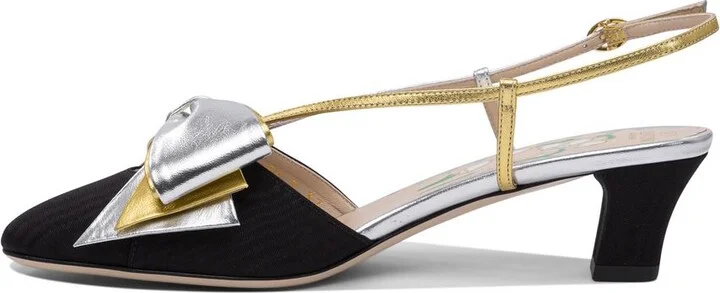 Valentino Garavani "Bowow Moirè 45 Mm" Slingback Pumps - Image 6