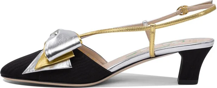 Valentino Garavani "Bowow Moirè 45 Mm" Slingback Pumps - Image 3