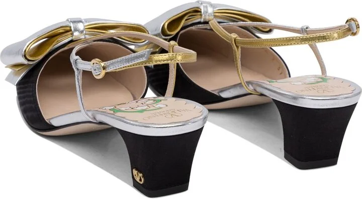 Valentino Garavani "Bowow Moirè 45 Mm" Slingback Pumps - Image 4