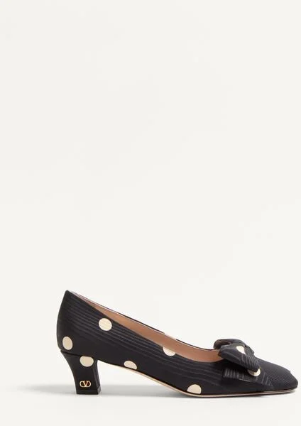 Valentino Garavani Bowow Pump In Moiré Plus De Pois Fabric 45Mm