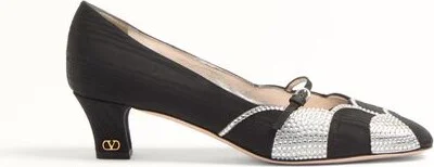 Valentino Garavani Bowow Pumps In Moirè Fabric With Crystals 45Mm