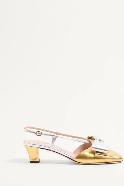 Valentino Garavani Bowow Slingback Pumps In Laminated Nappa 45Mm
