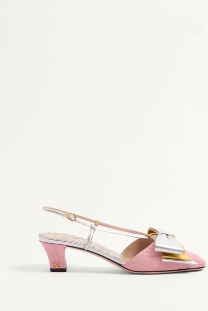 Valentino Garavani Bowow Slingback Pumps In Moirè Fabric 45Mm