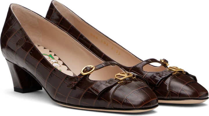 Valentino Garavani Brown Bowow Décolleté Heels - Image 4